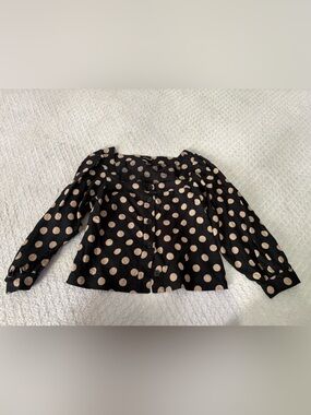 J.Crew Black Polka Dot Button-Front Blouse - Beige Dots